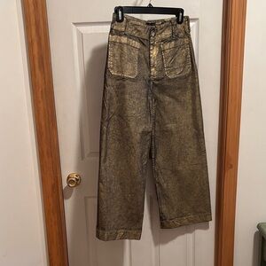 Anthropologie Maeve Gold Metallic Jeans